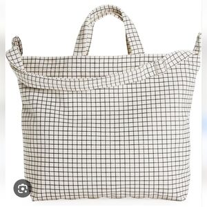 BAGGU Horizontal Zip Duck Bag Natural Grid